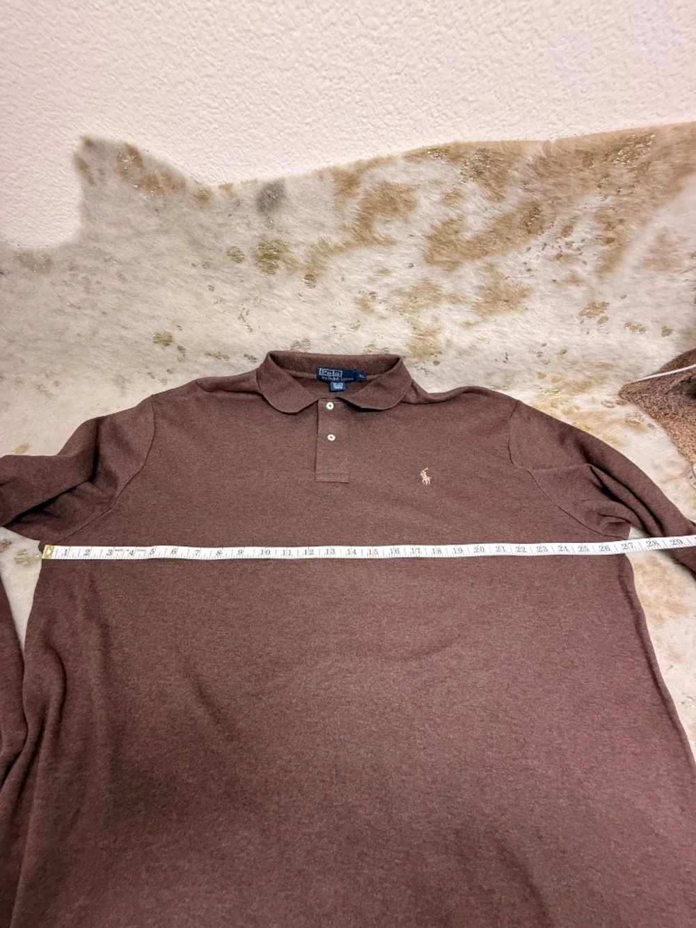 Polo Ralph Lauren Long Sleeve Polo Shirt‎ Mens XL Brown Classic Pony Casual